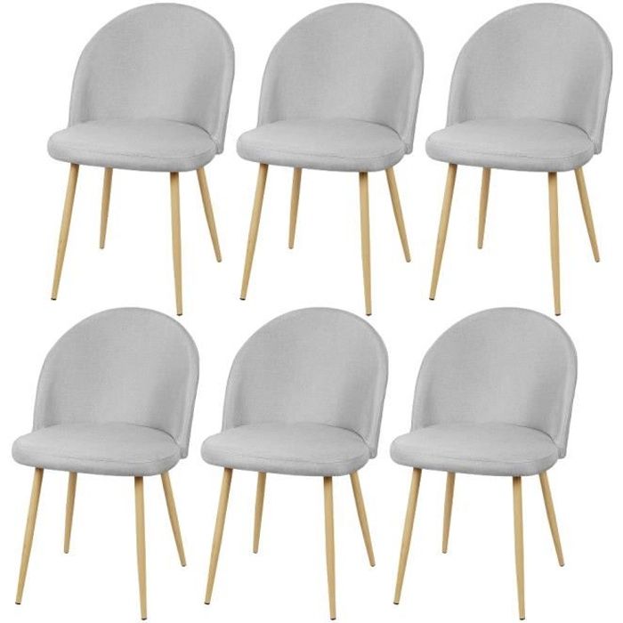 JEOBEST® Lot de 6 Chaise Scandinave Tissu gris clair - L 50 cm - Cdiscount  Maison