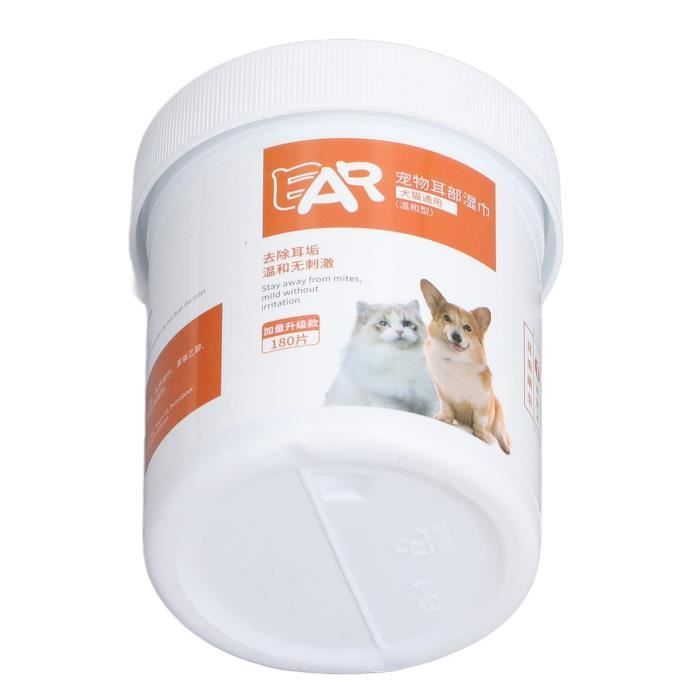 Comparer les prix de KIMISS Lingettes pour oreilles pour animaux de compagnie 180 pièces lingettes nettoyantes pour oreilles de chien élimine les