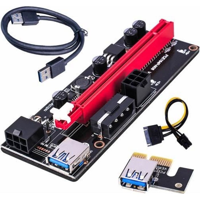 Carte graphique USB3.0 Câble d'extension PCIE, carte adaptateur 16X noir 009S câble USB