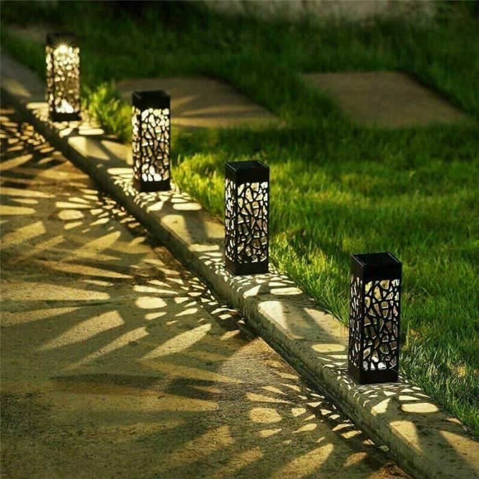 5pcs Lampe de jardin actionné solaire LED allume l'éclairage Lampadaire d’extérieur imperméable