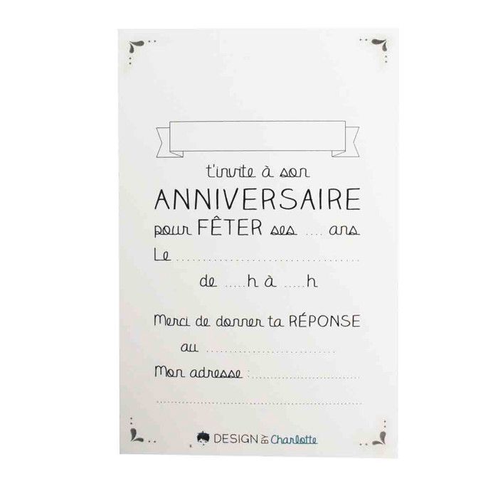 Carte d'invitation anniversaire x 6 - Cdiscount Beaux-Arts et