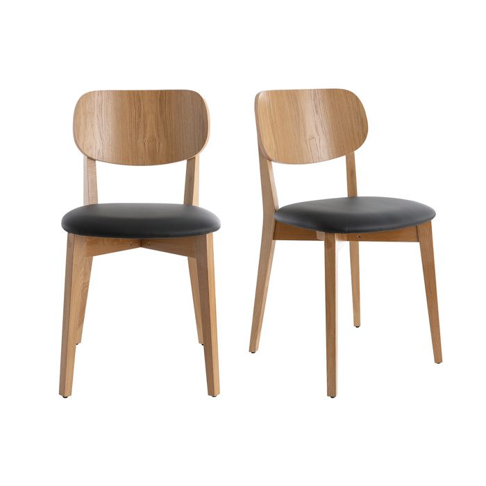Miliboo - Chaises vintage en bois clair chêne et noir (lot de 2) LUCIA Miliboo - Chaises vintage en bois clair chêne et noir (lot de 2) LUCIA