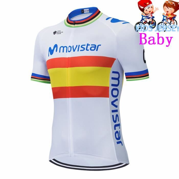 Movistar-Maillot de cyclisme pour enfants, short de vélo pour garçons