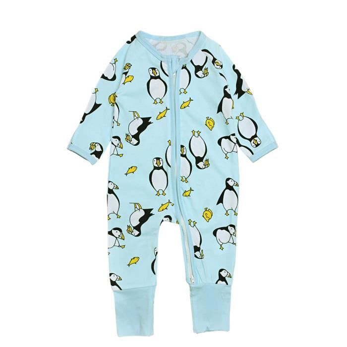 Combinaison Pingouin Grenouillere Pyjama A Fermeture Eclair Bleu Pour Bebe Enfant Garcon Bleu Cdiscount Pret A Porter