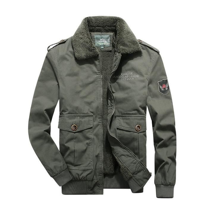 Blouson Homme Hiver Chaud Doublé Polaire Veste Militaire Multi-poches  Epaisse Couleur Unie Kaki - Cdiscount Prêt-à-Porter