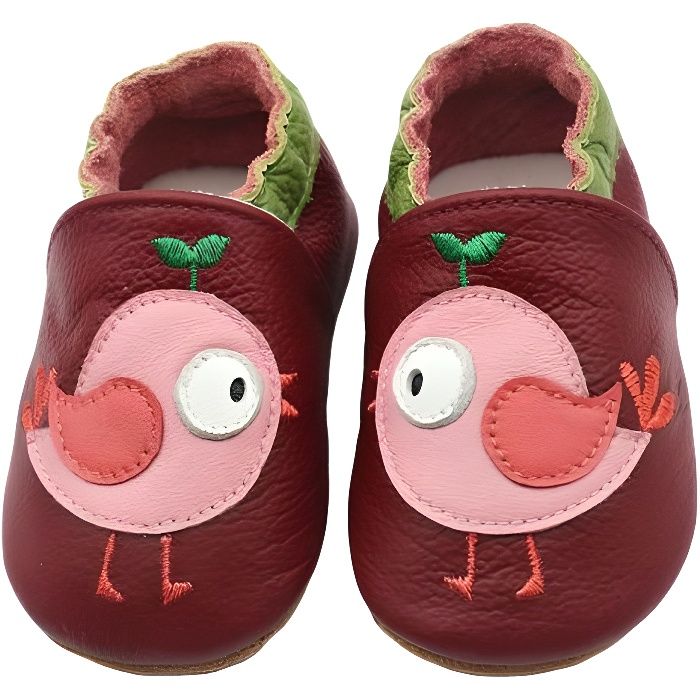 Chaussures Cuir Souple Bebe Filles Garcons Chaussons Cuir Doux Chaussures Premiers Pas Enfant 0 24 Mois Rouge Cdiscount Chaussures