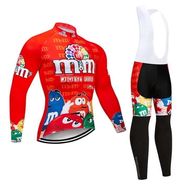 Ensemble Cyclisme Homme - Maillot Manches Longues + Pantalon Rembourré - Taille S à 5XL