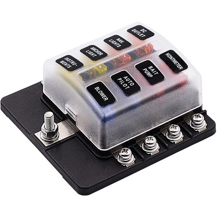 6/8/10/12 Way 12V Boîte à fusibles Couvercle en Plastique Porte-fusible avec la lumière LED Indicateur pour Voiture Bateau Marine Trike 