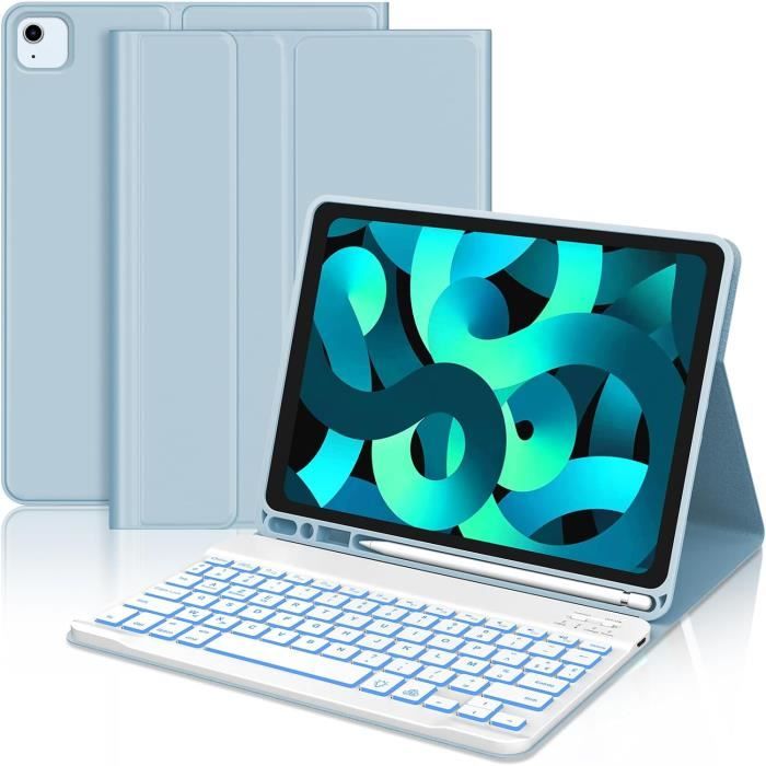 Custodia Per IPad Air 5a E 4a Generazione 10.9” – Cover Flip Con Motivo Stella Marina Conchiglia E Fiore Blu, Pelle PU Con Supporto - 2