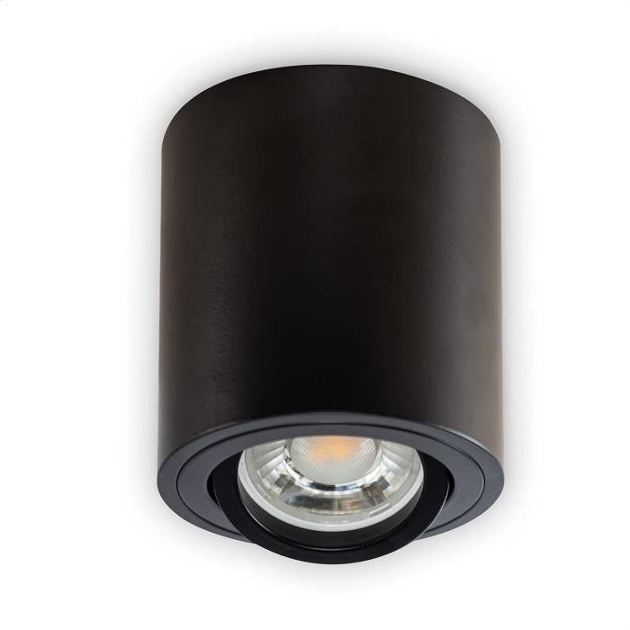 Lot De 6 Spots De Plafond Noir Orientables 30° - Luminaire GU10 Aluminium Moderne