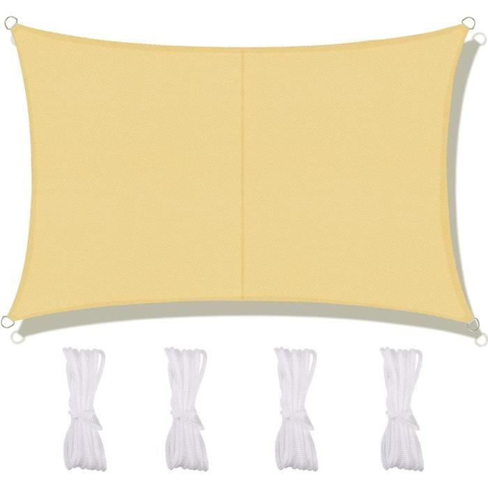 Voile D'ombrage Rectangulaire 1.5x2.2 M – Toile Polyester 220g/m² étanche Et 98% UV | Pour Terrasse, Jardin, Piscine - 2