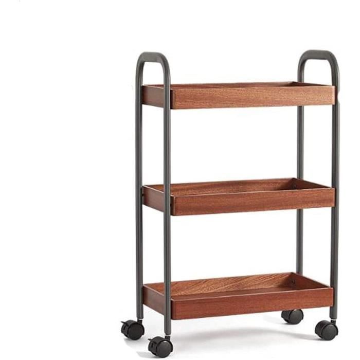 Chariot utilitaire à 3 étages en acier inoxydable avec roues