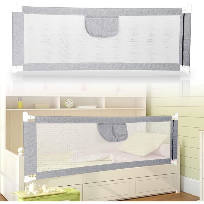 Tubiaz Barrière de lit de 150 cm - Protection Anti-Chute - Réglable en  Hauteur de 70 à 98 cm - pour Enfant - avec Filet aéré, Stable et Facile à