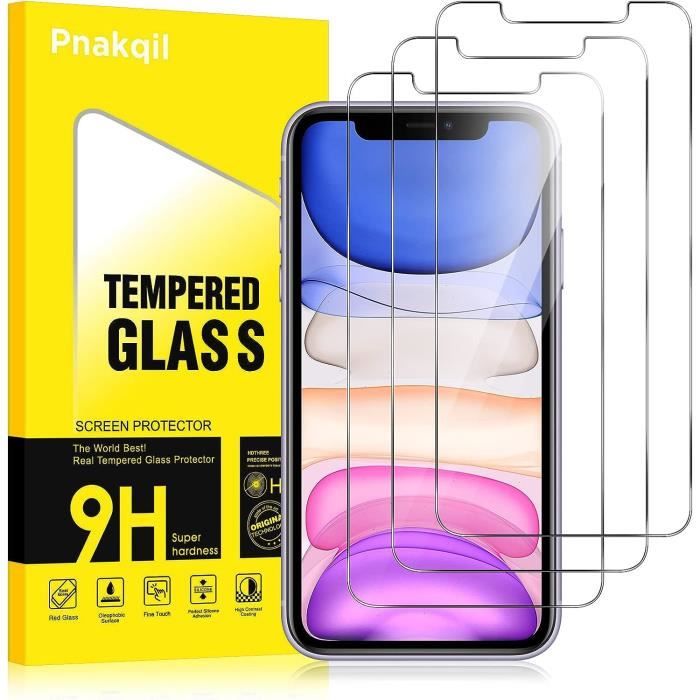 Pnakqil Lot de 3 Verre Trempé pour iPhone 11-XR Vitre Protection Écran  Ultra HD Dureté 9H Glass Résistant Anti Rayures avec [106] - Cdiscount  Informatique