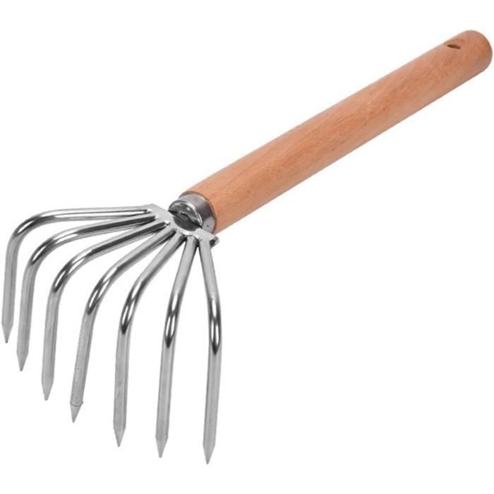 Rateau Désherbage 7 Dents Avec Manche – Acier Carbone Robuste Pour Jardin Et Potager