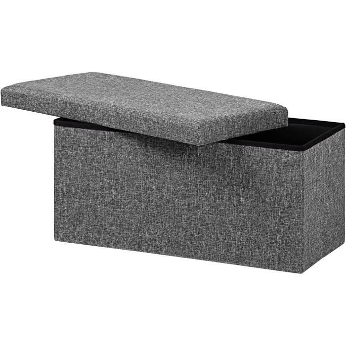 Banc Avec Espace De Rangement, Coffre De Rangement, Pliable (Noir 76