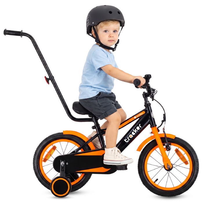 Vélo Enfant - Tracker Bike - Roues 14 - 3 à 5 ans - roues latérales - garde-chaîne - cloche - Orange