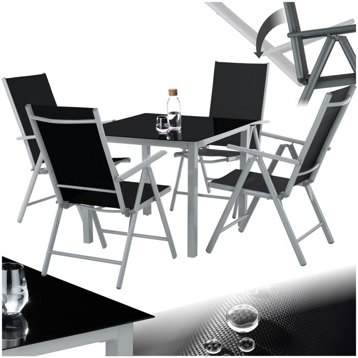TECTAKE  salon de jardin aluminium 4 places - gris/argent 403906