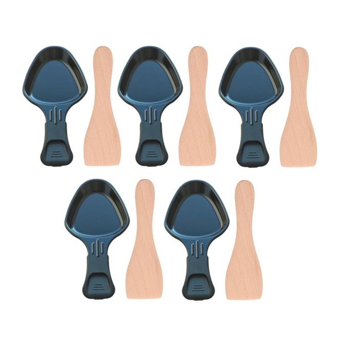 Lot de 5 coupelles à raclette et 5 pelles en bois pour Poêlon spatule raclette Raclette gril Wok AS306001 AS306003 TEFAL