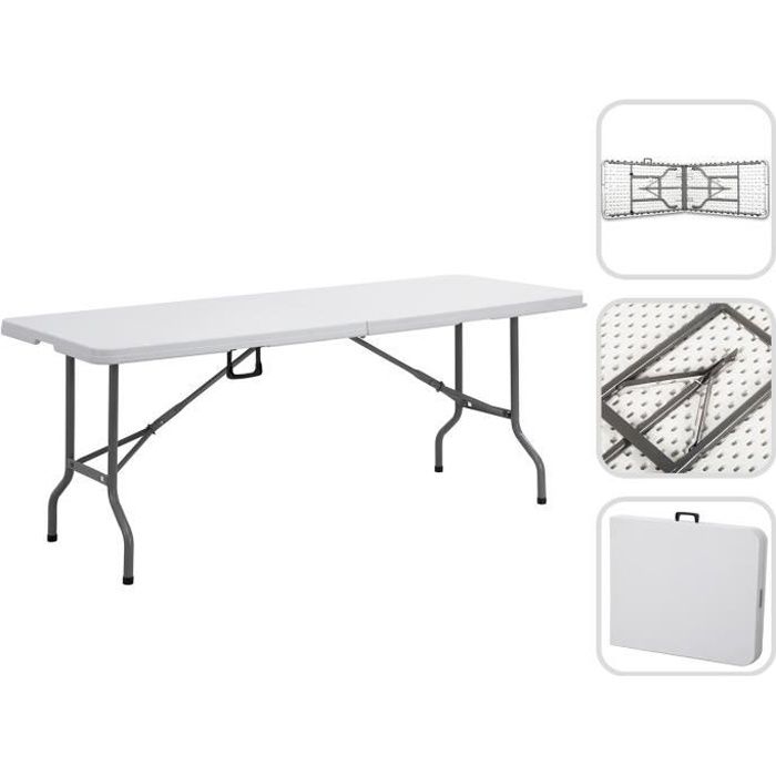 Table Pliante Transportable, Table en Plastique Robuste, 240 x 76