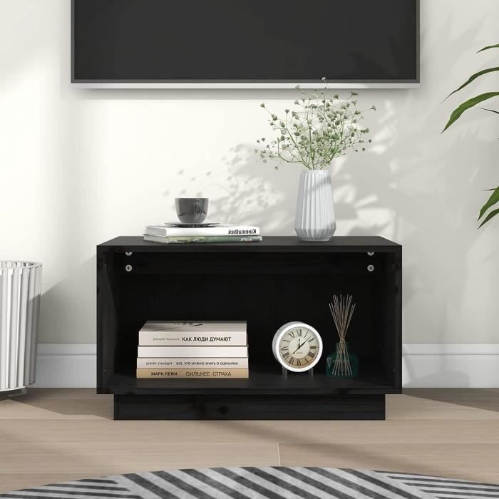 Meuble TV vintage avec 2 portes et 2 etagères marron Natural | Maisons