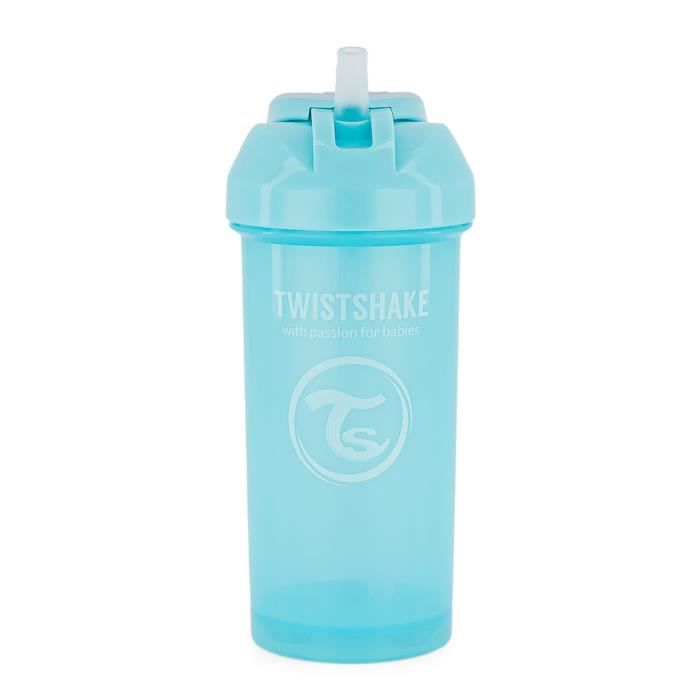 Twistshake Tasse à bec avec paille - Bébé - 360 ml - Biberon étanche - Tasse à bec sans BPA - Entraînement - Enfants -6m+ - Bleu