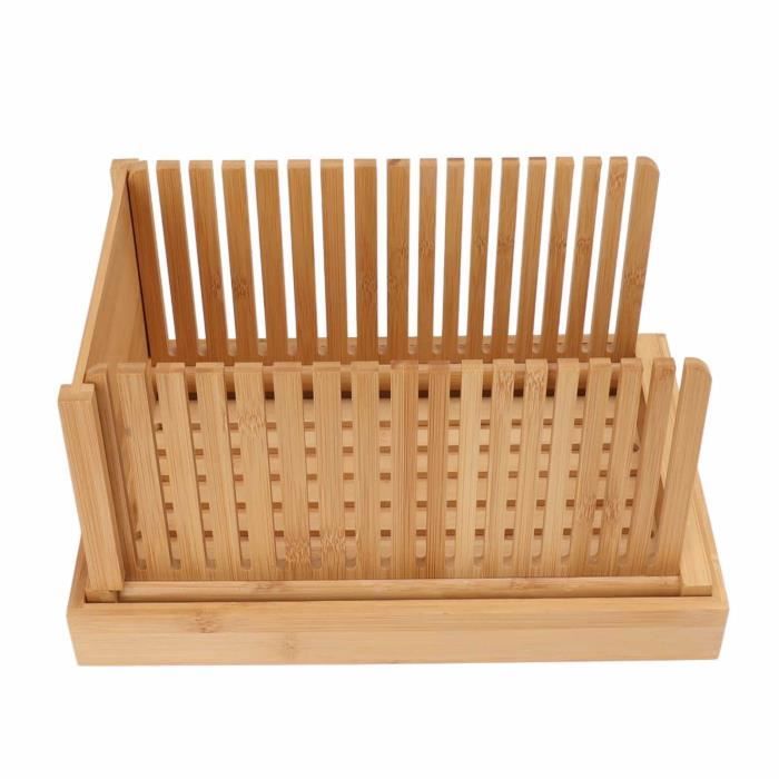 Trancheuse à Pain En Bambou - Réglable, Compact, Pliable, Guide De Tranchage Avec Ramasse