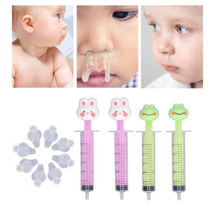 Seringue Nasale Bébé 4PCS - Silicone Réutilisable - Nettoyage Nez Bébé - Sécurité BPA Free