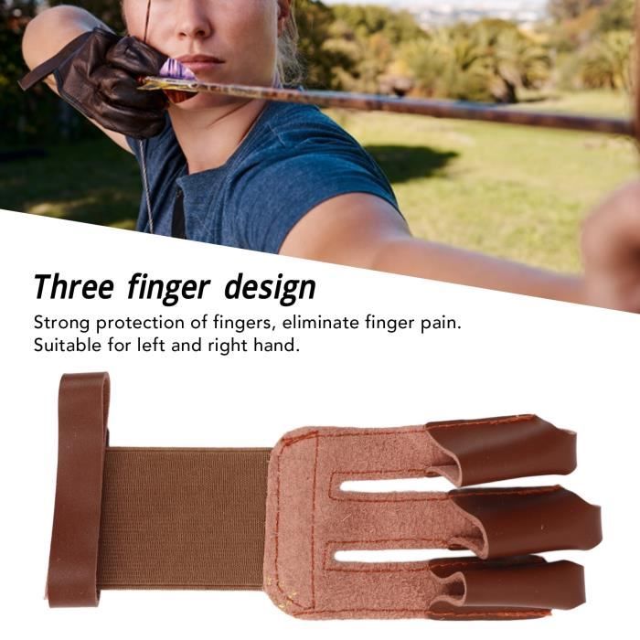 Gant De Tir à L'arc TOPARCHERY Cuir Brun - Protection Doigts, Main Gauche, Chasse