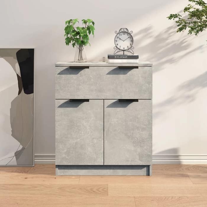 811092 vidaXL Buffet Gris béton 60x30x70 cm Bois dingénierie