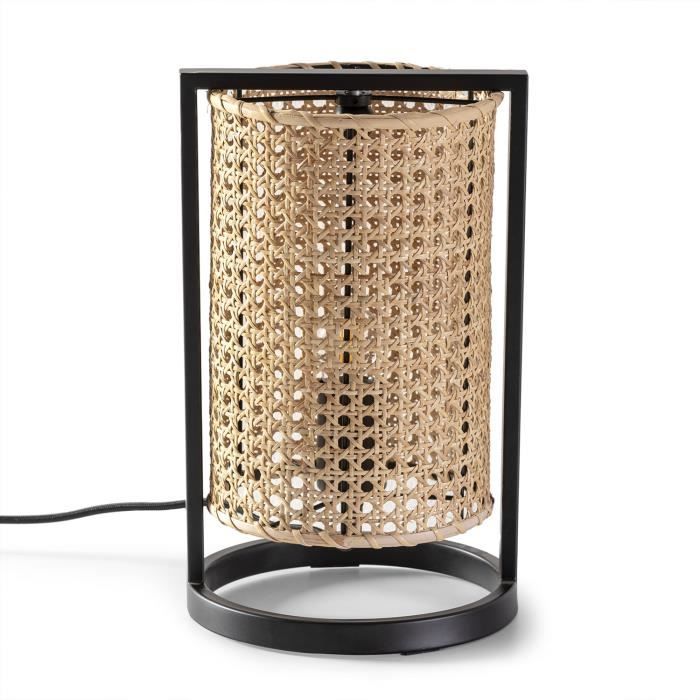 Lampe à poser Isao en rotin naturel diamètre 20 cm