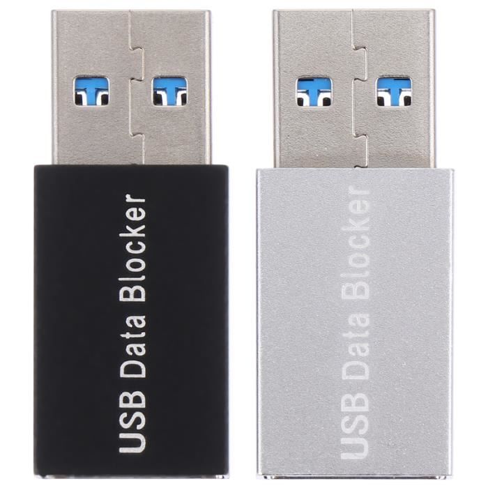 2 PCS USB Data Blocker adaptateur mâle à femelle Jacking Prevention CABLE TELEPHONE