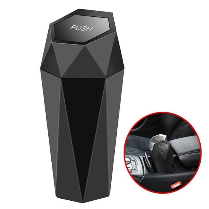 Mini poubelle de voiture - WOVTE - Poubelle de voiture portable avec  couvercle étanche - Design en diamant noir - Cdiscount Bricolage