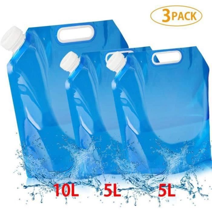 Bidon D'eau Pliable 5L – PE Sans BPA, Avec Robinet, Poignée, étanche, Pour Camping, Barbecue, Urgence (températures -30° à +60°)