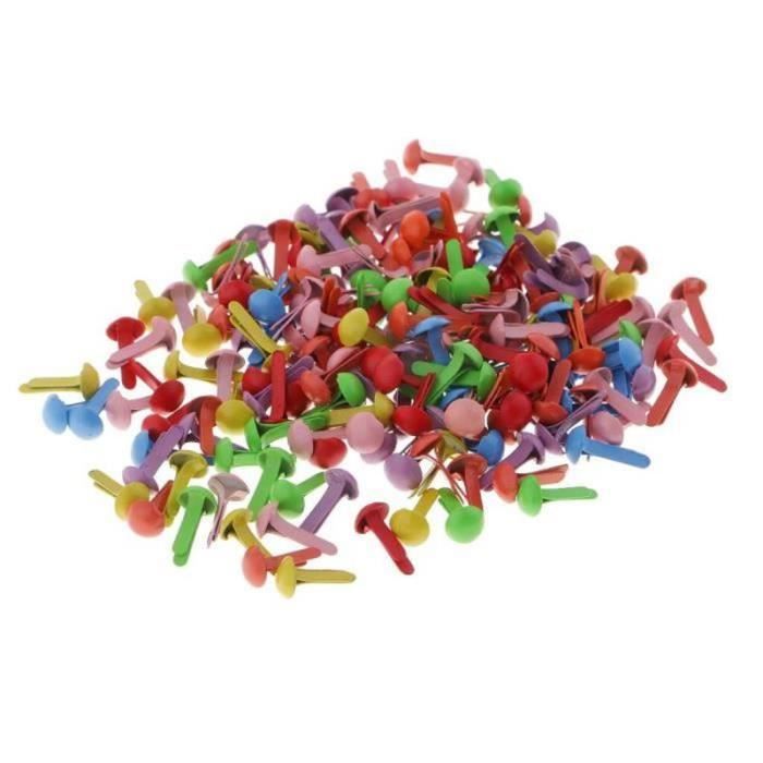 200 Attaches Parisiennes En Métal 5x9mm - Multicolores - Pour Scrapbooking, Artisanat - Fixation Facile