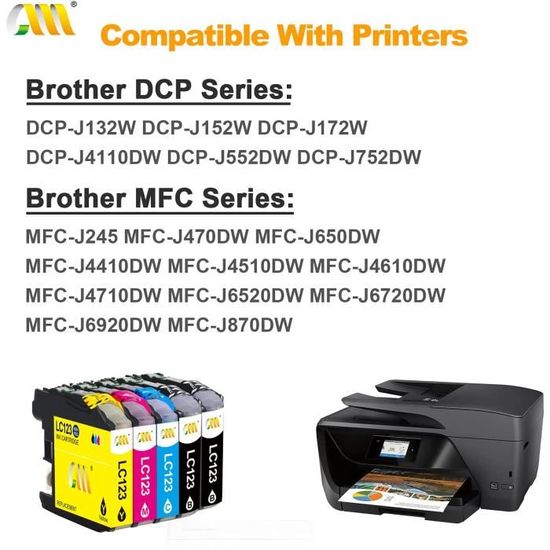 Cartouche d'encre Brother lc 123 Compatible Brother MFC-J245 MFC-J470DW  MFC-J650DW MFC-J870DW DCP-J552DW DCP-J752DW - Cdiscount Informatique
