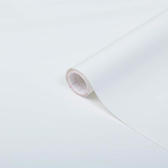 Adhésif Uni Mat blanc, Feuille adhésive, Feuille de meubles, auto-adhésif,  45cm x 2m, 160µm (Épaisseur : 0,16 mm), Venilia 53288