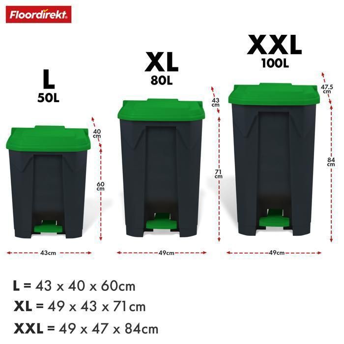Poubelle Tri Sélectif 100L Casa Pura - Pédale Step-on - Couvercle Vert - Cuisine Bureau école