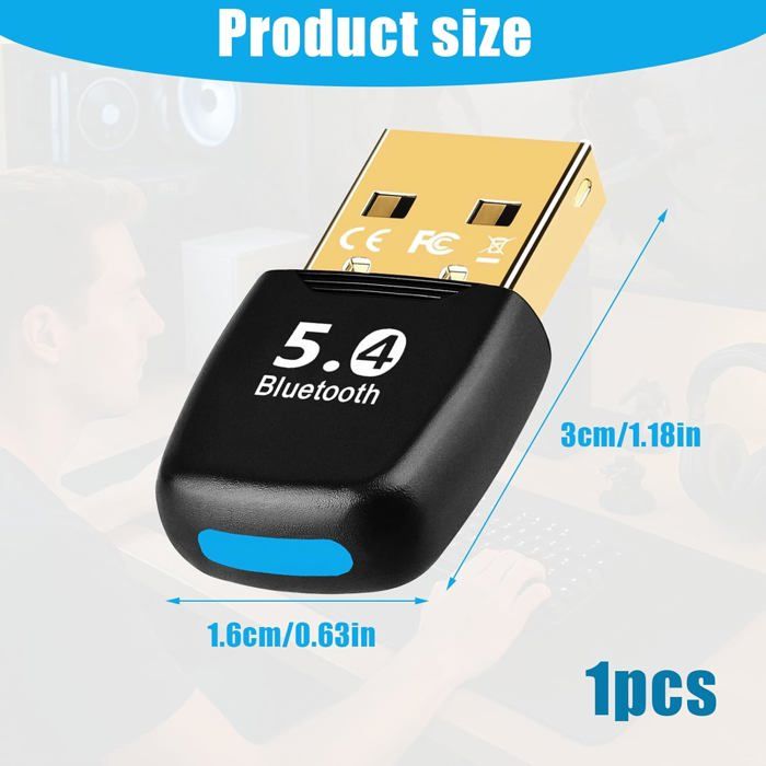 Dongle Bluetooth 6.0 Pour PC - Portée 150 M, Plug & Play Windows 11/10/8.1, Faible Latence, Pour Casque, Souris, Enceinte