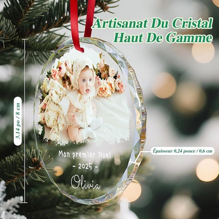 Boule De Noël Personnalisée "Mon Premier Noël 2025" - Décoration Sapin En Acrylique - Cadeau Souvenir Pour Parents - 4