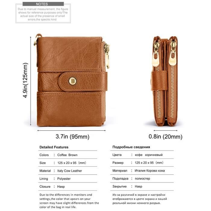 Portefeuille Homme Cuir Bifold RFID - Grande Capacité 15 Cartes Avec Porte-Monnaie