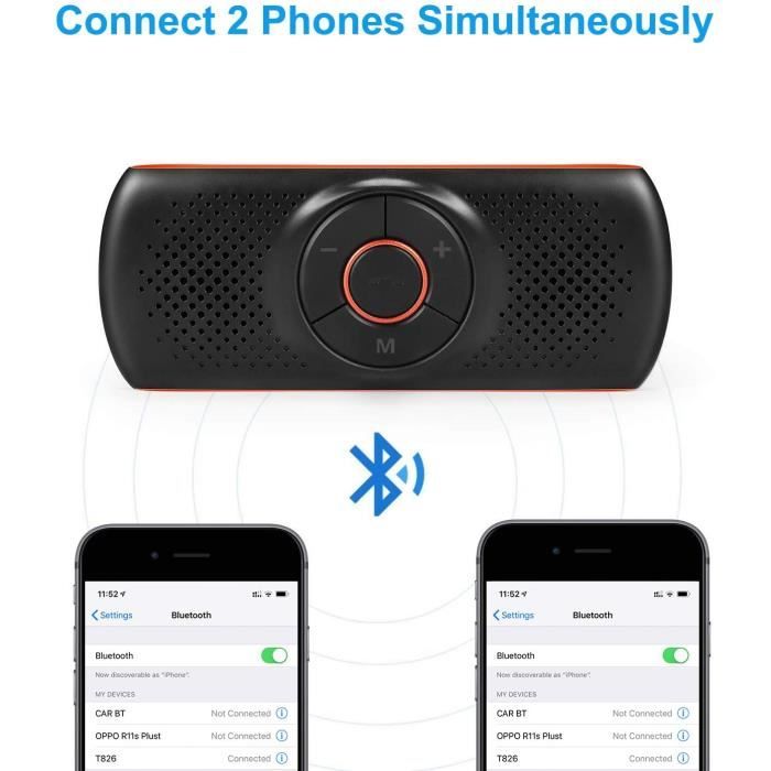 Kit Main Libre Voiture Bluetooth 5.0 Avec Siri Et Google Assistant