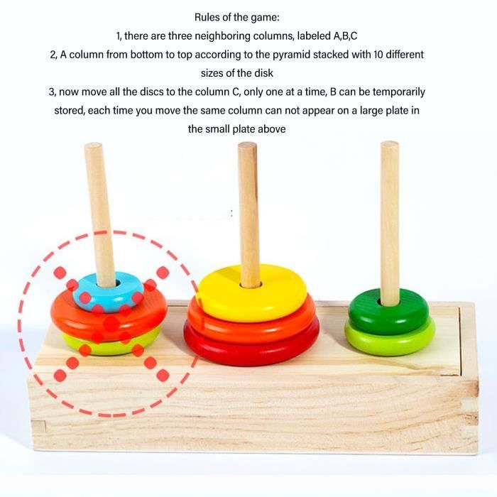 Warmhm - 2 Pièces Tour De Hanoï En Bois - Puzzle Cérébral Et Jeu De Logique Pour Adultes Et Enfants Dès 6 Ans - Défi Nomade Et Relaxant