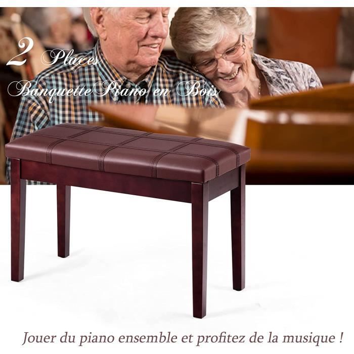 RELAX4LIFE Banquette Tabouret Piano 2 Places - Compartiment & Coussin en  Cuir PU, Tabouret de Coiffeuse avec 4 Jambes en Bois, Brun - Cdiscount  Instruments de musique