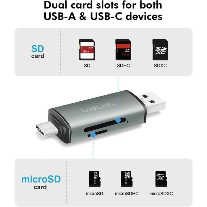 Lexar Lecteur de cartes USB 3.2 Gen 1 double emplacement, USB-A, 104 Mo/s