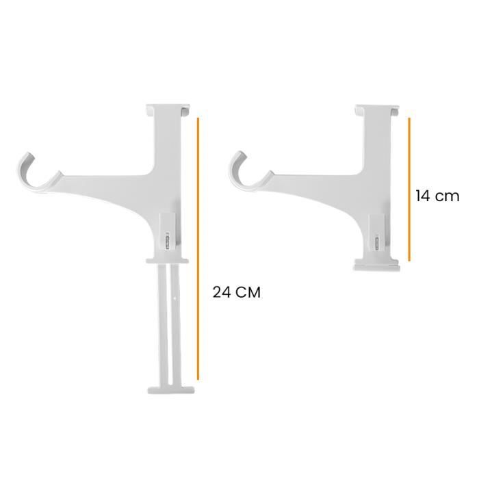 2 Supports de tringle sans perçage pour coffre de volet roulant - Blanc - Ø  20 mm - Métal