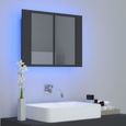 530NEUF Armoire de salle de bain à miroir à LED|Armoire murale miroir salle de bain|meuble Haut avec miroir Gris 60x12x45 cm FRENCH-2