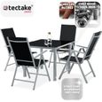 TECTAKE Ensemble chaises de salle à manger STABIA avec Cadre en aluminium pour 4 personnes Résistant aux intempéries - Gris/Argent-2