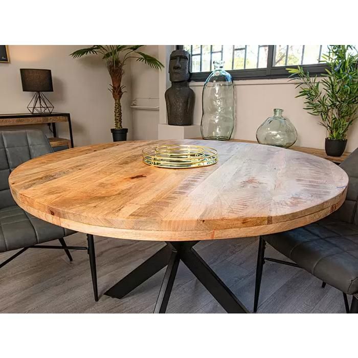 Tables de Cuisine Grande Table à Manger Ronde en Bois Massif avec Plateau tournant, Moderne, Simple, Petit Appartement, Style Nordique rétro, Table à Manger for la Maison Table de Salle à Manger