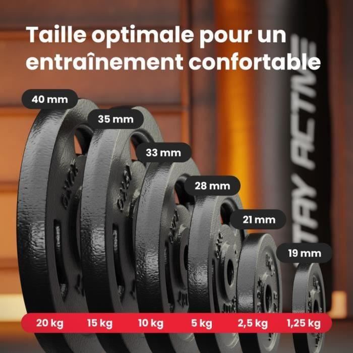 ScSPORTS® Jeu De Disques De Poids - Set De 10 Kg, Plaques 8 X 1,25 Kg